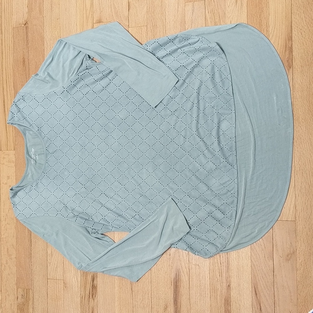 Soft Surroundings Laser Cut Long Sleeve Blouse 1X